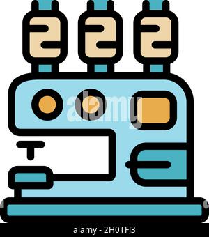 Sewing machine icon. Outline sewing machine vector icon color flat isolated Stock Vector