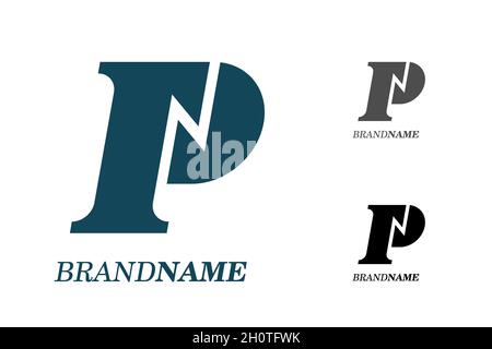 Initial letters P N PN with electrical lightning for technology business identity logotype concept. Electric car parking and charging icon. Power energy brand logo design template. Vector Stock Vector