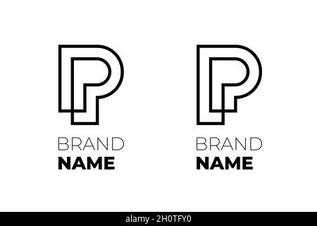 Initial letters PP set for business identity logotype concept. Two combined P linear logo for company design. Vector isolated monogram signs template Stock Vector