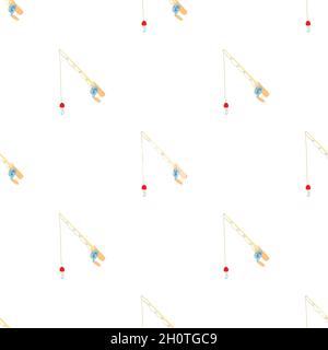 Fishing rod pattern seamless background texture repeat wallpaper geometric vector Stock Vector