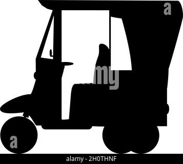 Silhouette auto rickshaw tuk tuk. Taxi Stock Vector