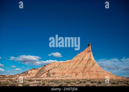 Panoramic view of the Bardenas Reales, Navarra, Spain. Unique sandstone formations eroded by wind and water Stock Photo