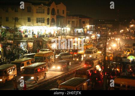 Lagos' busy night scene. Nigeria. March 15, 2008. Stock Photo