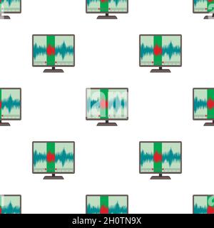 Soundwave pattern seamless background texture repeat wallpaper geometric vector Stock Vector