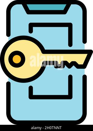 Phone cipher icon. Outline phone cipher vector icon color flat isolated Stock Vector