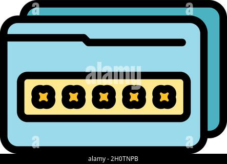 Digital cipher icon. Outline digital cipher vector icon color flat isolated Stock Vector