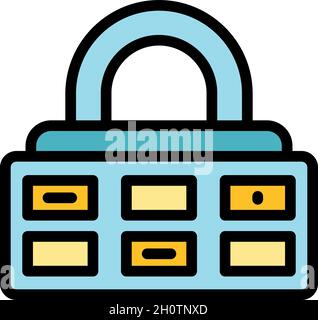 Guard cipher icon. Outline guard cipher vector icon color flat isolated Stock Vector