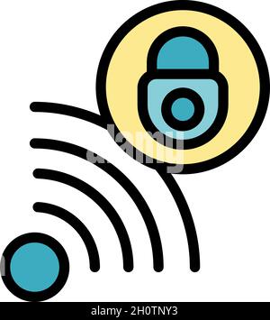 Password wireless icon. Outline password wireless vector icon color flat isolated Stock Vector