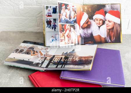 Leather photobook white with Christmas Stock Photo