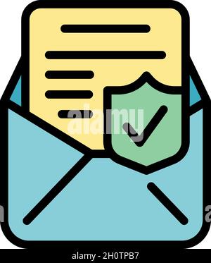 Data protection icon. Outline data protection vector icon color flat isolated Stock Vector