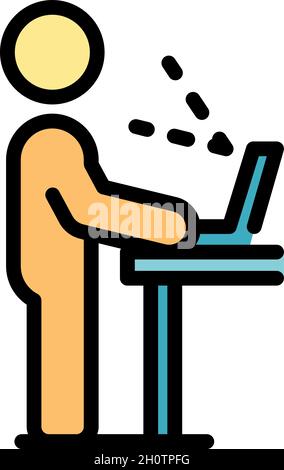 Standing ergonomic position icon. Outline standing ergonomic position vector icon color flat isolated Stock Vector