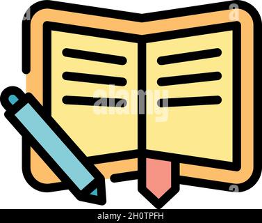Ergonomic book icon. Outline ergonomic book vector icon color flat isolated Stock Vector