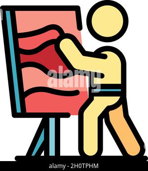 Ergonomic work icon. Outline ergonomic work vector icon color flat isolated Stock Vector