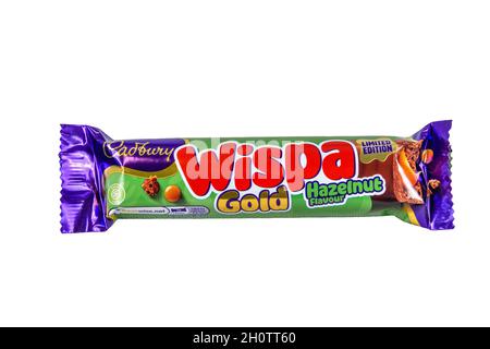 A limited edition hazelnut flavour Cadbury Wispa chocolate bar. Stock Photo