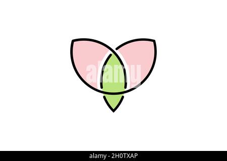 Linear rose logo design concept. Stock Vector