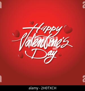 Happy Valentine Day Vector. Happy valentine’s day hand lettering, scalable and editable vector illustration. Stock Vector