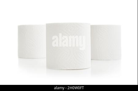 White toilet paper, on white isolated background Stock Photo