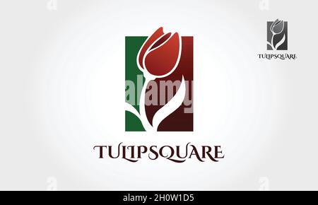 Tulip Square Logo Template Features. Stock Vector