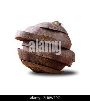 Sliced raw beetroot isolated over white background. Stock Photo