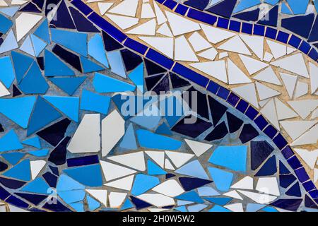 abstract geometric background of ceramic blue tiles mosaic Stock Photo
