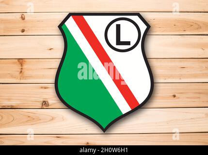 Coat of arms FC Legia Warsaw, football club from Poland Stock Photo