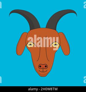 Goat head cartoon icon Stock Vector