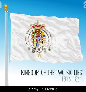 Kingdom of Two Sicilies historical flag, Italy, 1816 - 1861, vector illustration Stock Vector