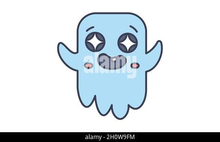 Cute happy ghost character. Halloween vector illustration.Cute happy ghost character. Halloween vector illustration. Stock Vector