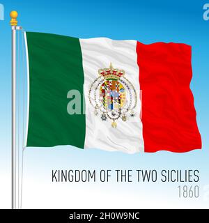 Kingdom of Two Sicilies historical flag, Italy, 1860, vector illustration Stock Vector