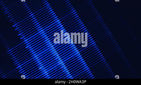 Abstract tech background with blue diagonal lines on a black. Technical vector graphic pattern with halftone effect Stock Vector