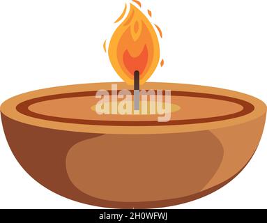 wooden diwali candle Stock Vector