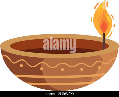 wooden diwali candle Stock Vector