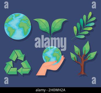 eco friendly six icons Stock Vector Image & Art - Alamy