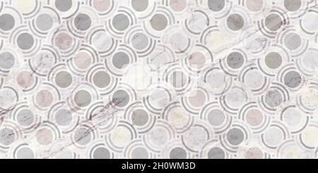 Geometric pattern circle overlapping japanese traditional background white and gray with marble texture Stock Vector