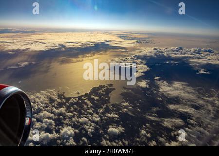 view from passenger plane at around 36,000feet / 11,000 metres above sea level Stock Photo