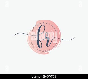 FR feminine logo. Usable for Nature, Salon, Spa, Cosmetic and Beauty Logos. Flat Vector Logo Design Template Element. Stock Vector