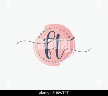 FT feminine logo. Usable for Nature, Salon, Spa, Cosmetic and Beauty Logos. Flat Vector Logo Design Template Element. Stock Vector