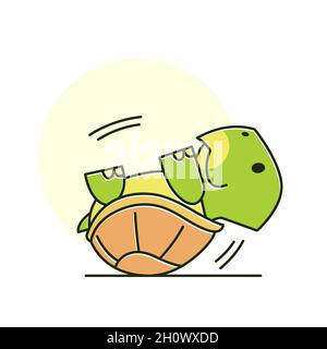 Funny Tortoise Turtle Upside Down Exotic Reptile Cartoon Stock Vector