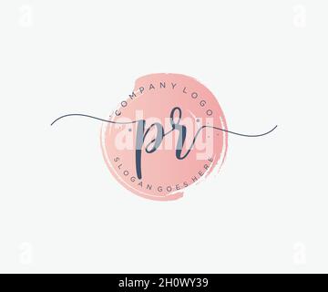 PR feminine logo. Usable for Nature, Salon, Spa, Cosmetic and Beauty Logos. Flat Vector Logo Design Template Element. Stock Vector