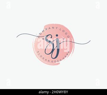 SJ feminine logo. Usable for Nature, Salon, Spa, Cosmetic and Beauty Logos. Flat Vector Logo Design Template Element. Stock Vector
