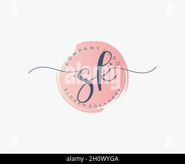 SK feminine logo. Usable for Nature, Salon, Spa, Cosmetic and Beauty ...