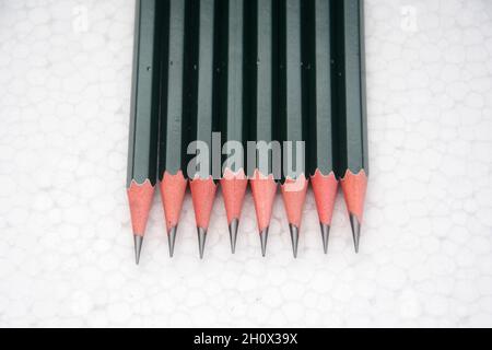 photo of some drawing pencils on white background Stock Photo