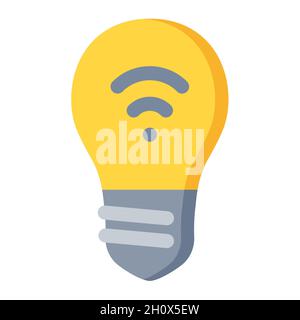 led smart light bulb wireless single isolated icon with filled line ...