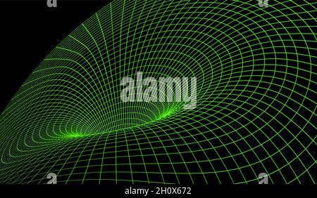 Black hole background with distorted gravity grid for scientific presentation or abstract background. Stock Vector