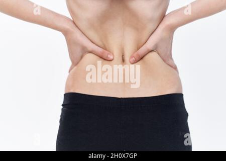 female flat belly anorexia diet health problems Stock Photo