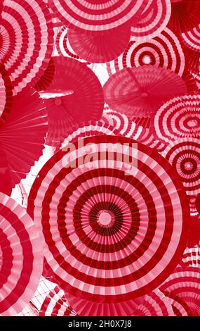 Red and pink pleated paper decorative art for abstract background Stock Photo
