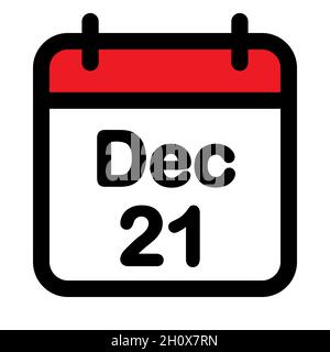 Calendar icon twenty first December, vector illustration Stock Vector