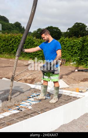Worker preparing foundations Stock Photo