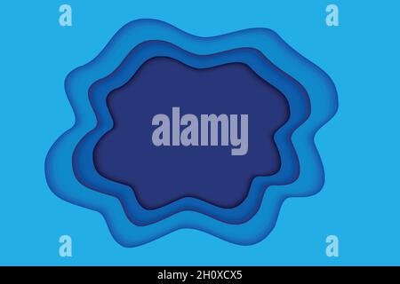 Blue paper layer abstract background. Paper cut layered with space for text. Stock Vector