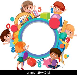 Blank math template with math tools and elements illustration Stock Vector